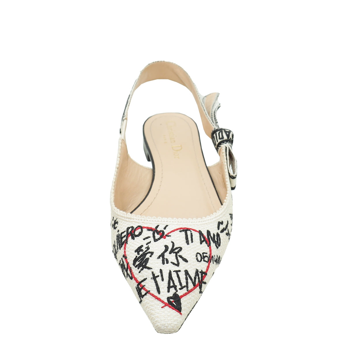 Christian Dior White Multicolor J'adior Technical Fabric Dioramour Graffiti Slingback Flats 35.5-Christian Dior-THE CLOSET