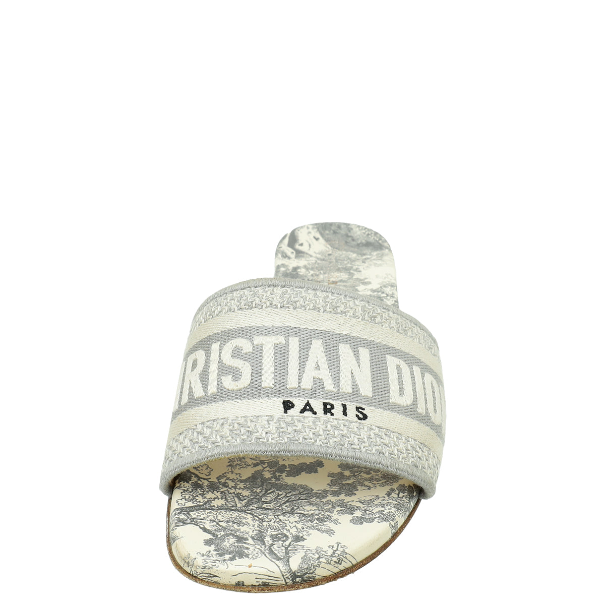 Christian Dior Light Grey Dway Toile De Jouy Flat Mules 35-Christian Dior-THE CLOSET