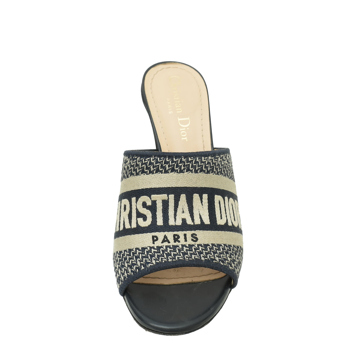 Christian Dior Navy Blue Dway Embroidered Heeled Mules 36.5-Christian Dior-THE CLOSET