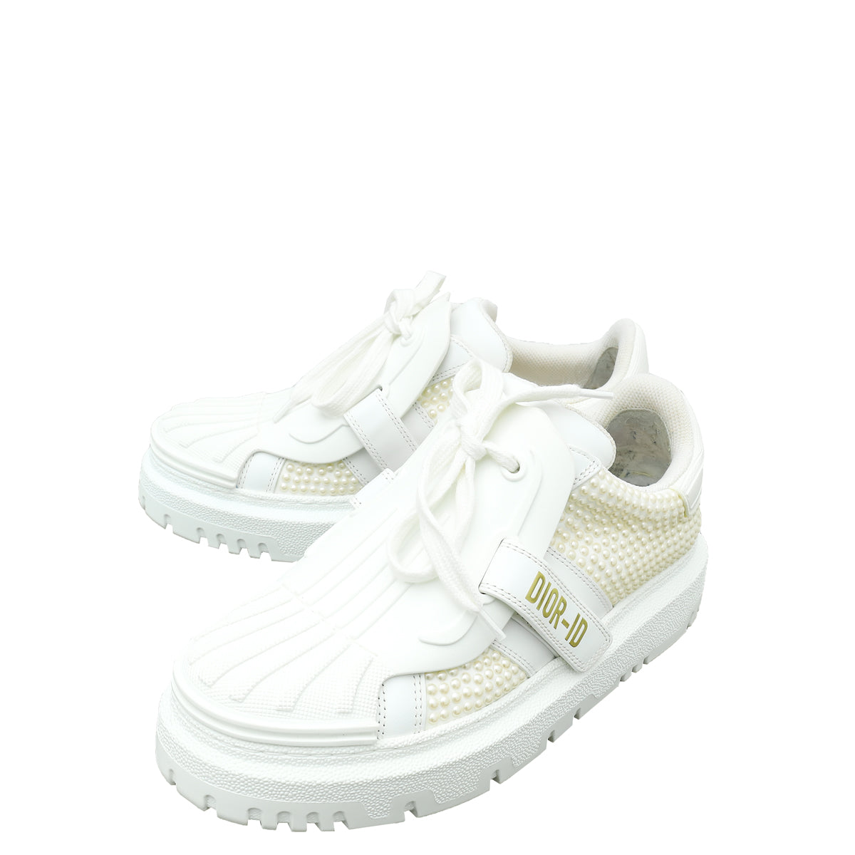 Christian Dior White Pearl Beaded "Dior-ID" Sneakers 36.5