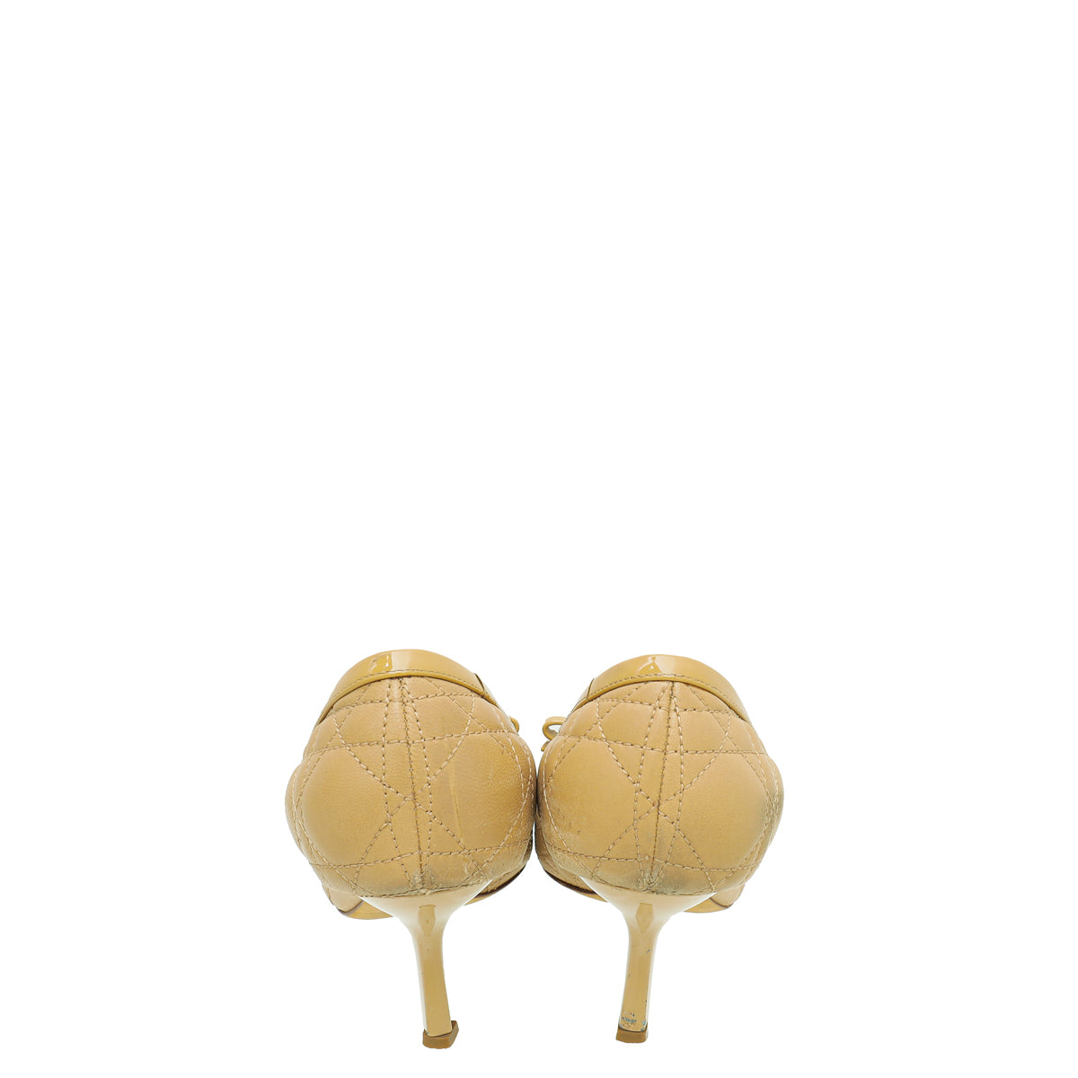 Christian Dior Beige Peep Toe Bow Cannage Pump