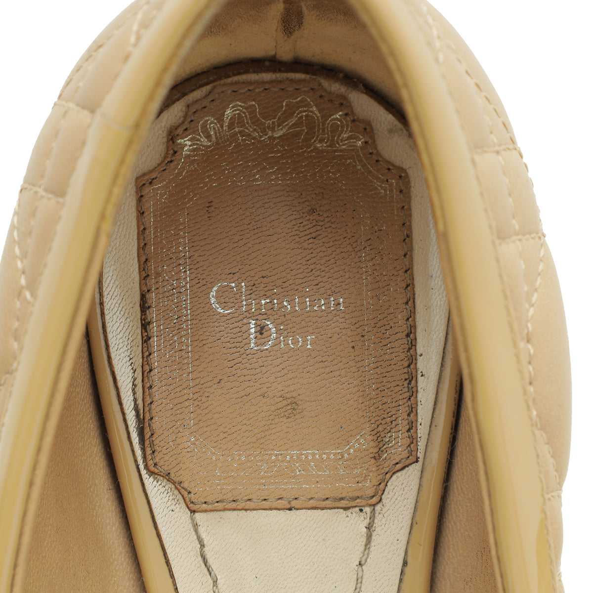 Christian Dior Beige Peep Toe Bow Cannage Pump