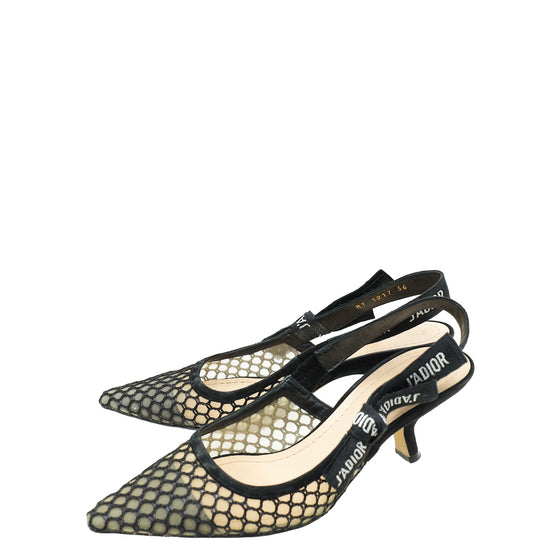 Christian Dior Black Mesh J'Adior Slingback 36