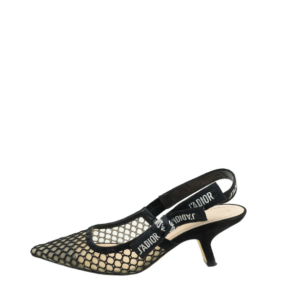 Christian Dior Black Mesh J'Adior Slingback 36