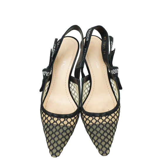 Christian Dior Black Mesh J'Adior Slingback 36