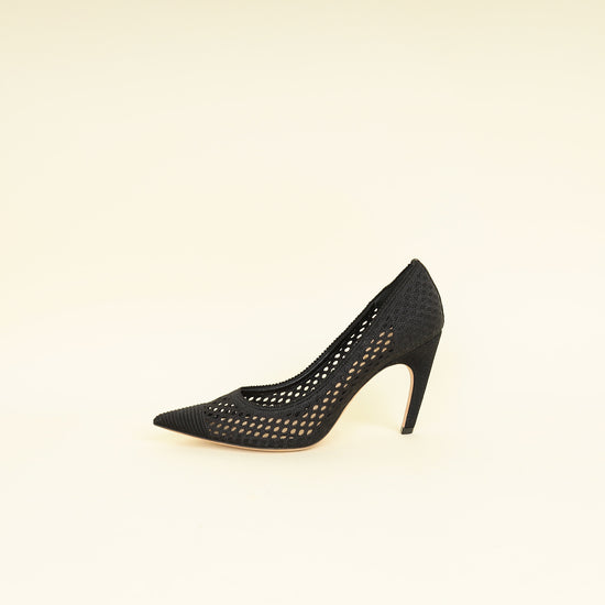 Christian Dior Black Embroidered Mesh Pump 37.5
