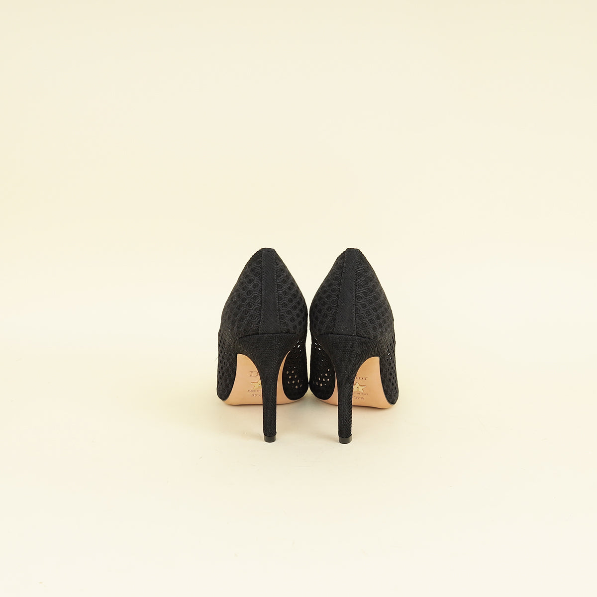 Christian Dior Black Embroidered Mesh Pump 37.5