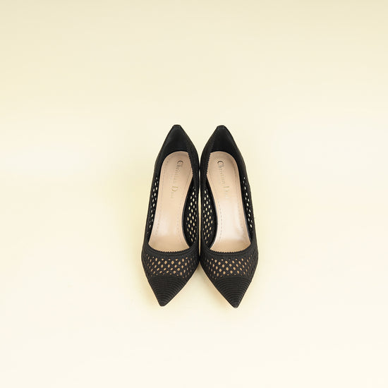 Christian Dior Black Embroidered Mesh Pump 37.5