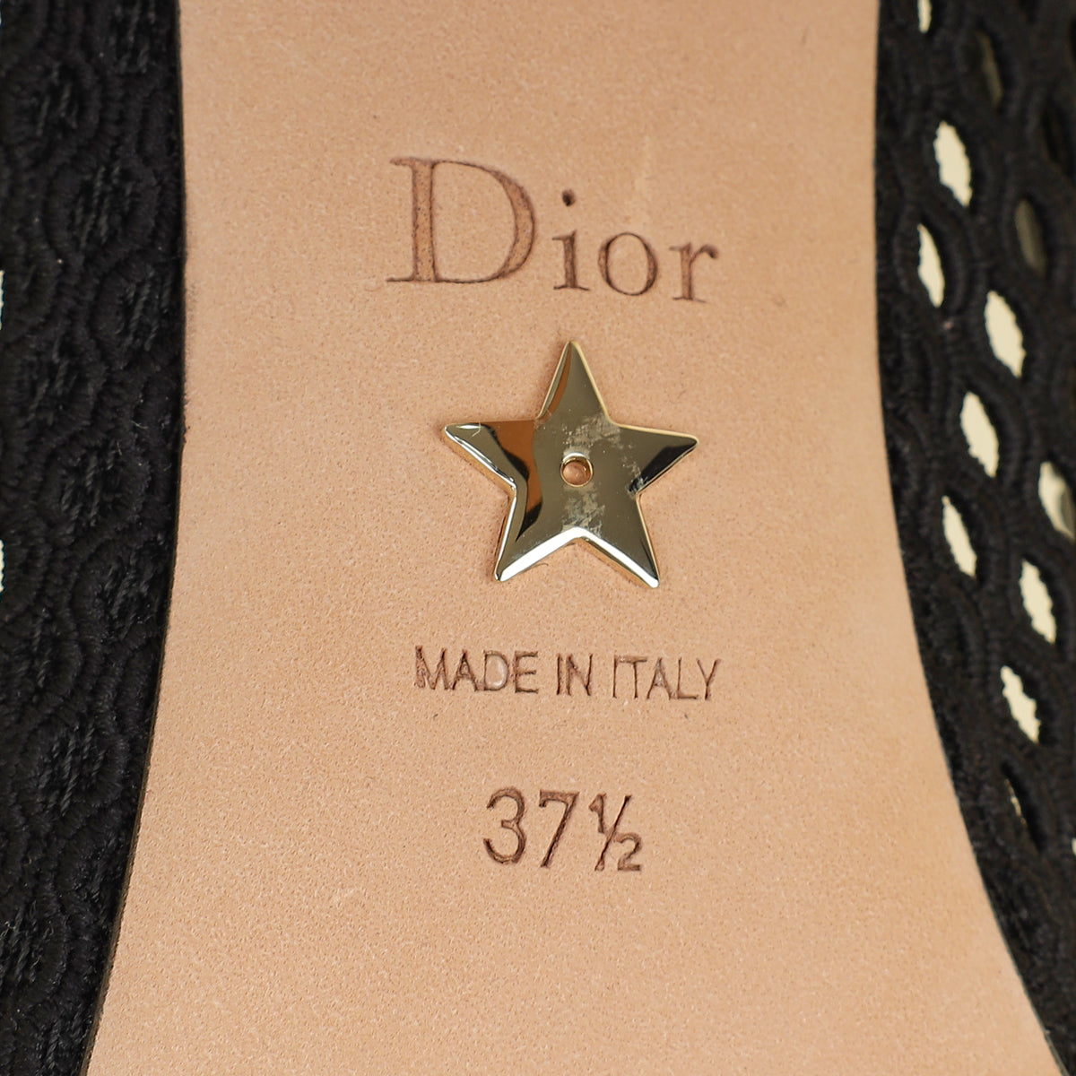 Christian Dior Black Embroidered Mesh Pump 37.5