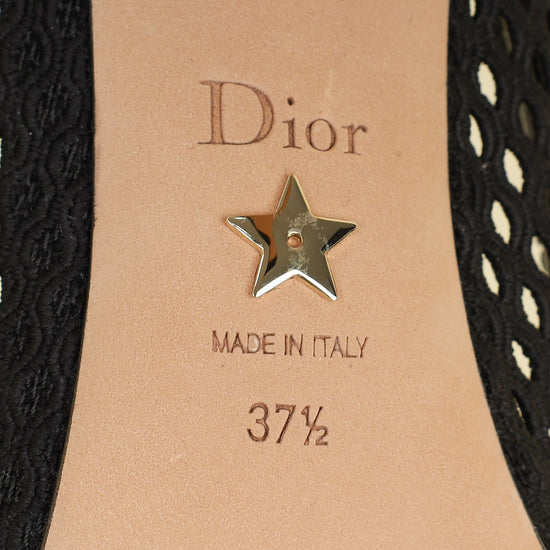Christian Dior Black Embroidered Mesh Pump 37.5
