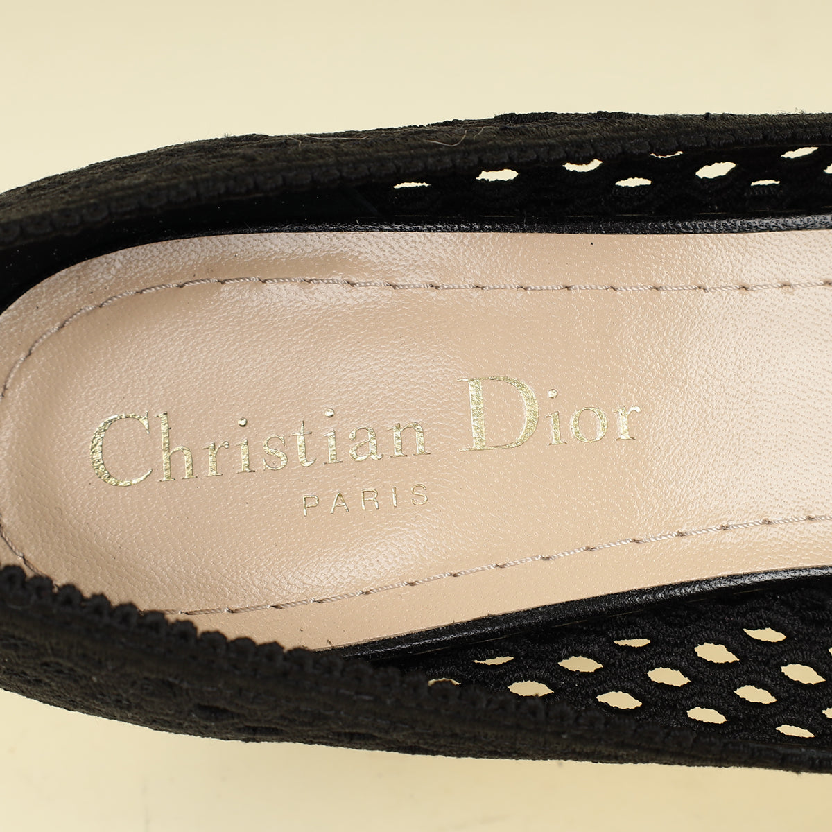 Christian Dior Black Embroidered Mesh Pump 37.5