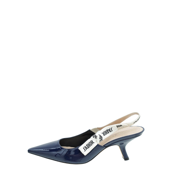 Christian Dior Indigo Blue J'Adior Slingback Pumps 37.5