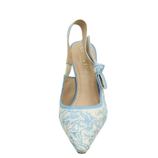 Christian Dior Bicolor Embroidered J'Adior Slingback Pump 37.5