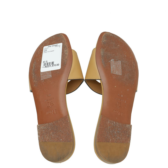 Christian Dior Camel D-Club Flat Sandal 37.5