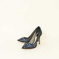 Christian Dior Black Floral Applique Mesh Pumps 37.5