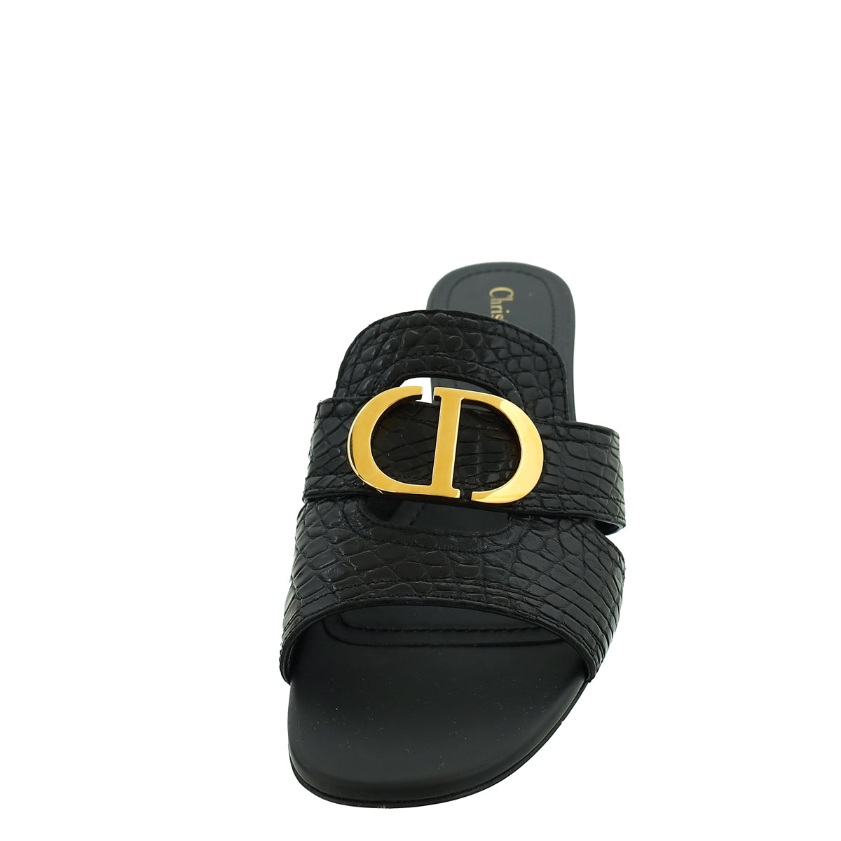 Christian Dior Black Croco Embossed 30 Montaigne Mules 37 – THE CLOSET
