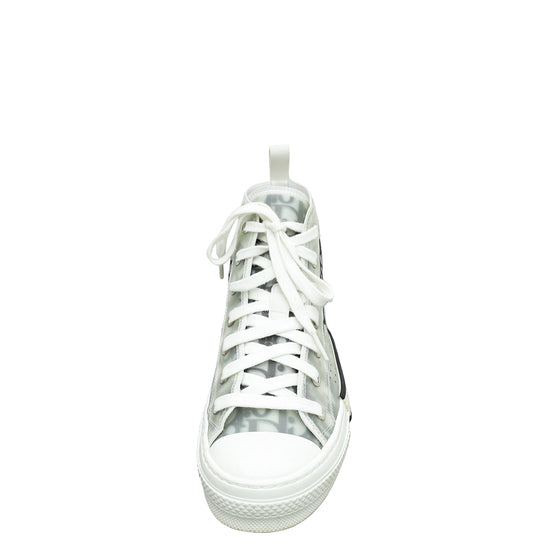 Christian Dior White Oblique B23 High Top Sneakers 37