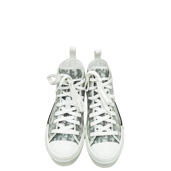 Christian Dior White Oblique B23 High Top Sneakers 37