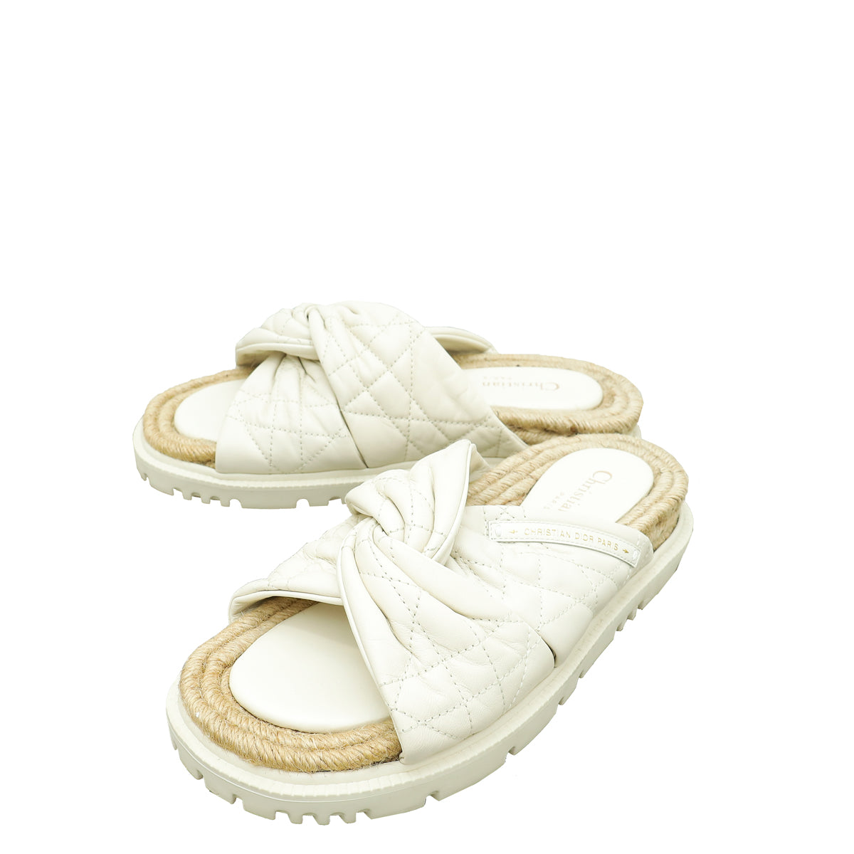 Christian Dior Cream D Twist Slide Sandal 37-Christian Dior-THE CLOSET