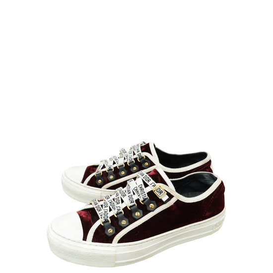 Christian Dior Burgundy Velvet Walk'n'Dior Low Top Sneaker 37