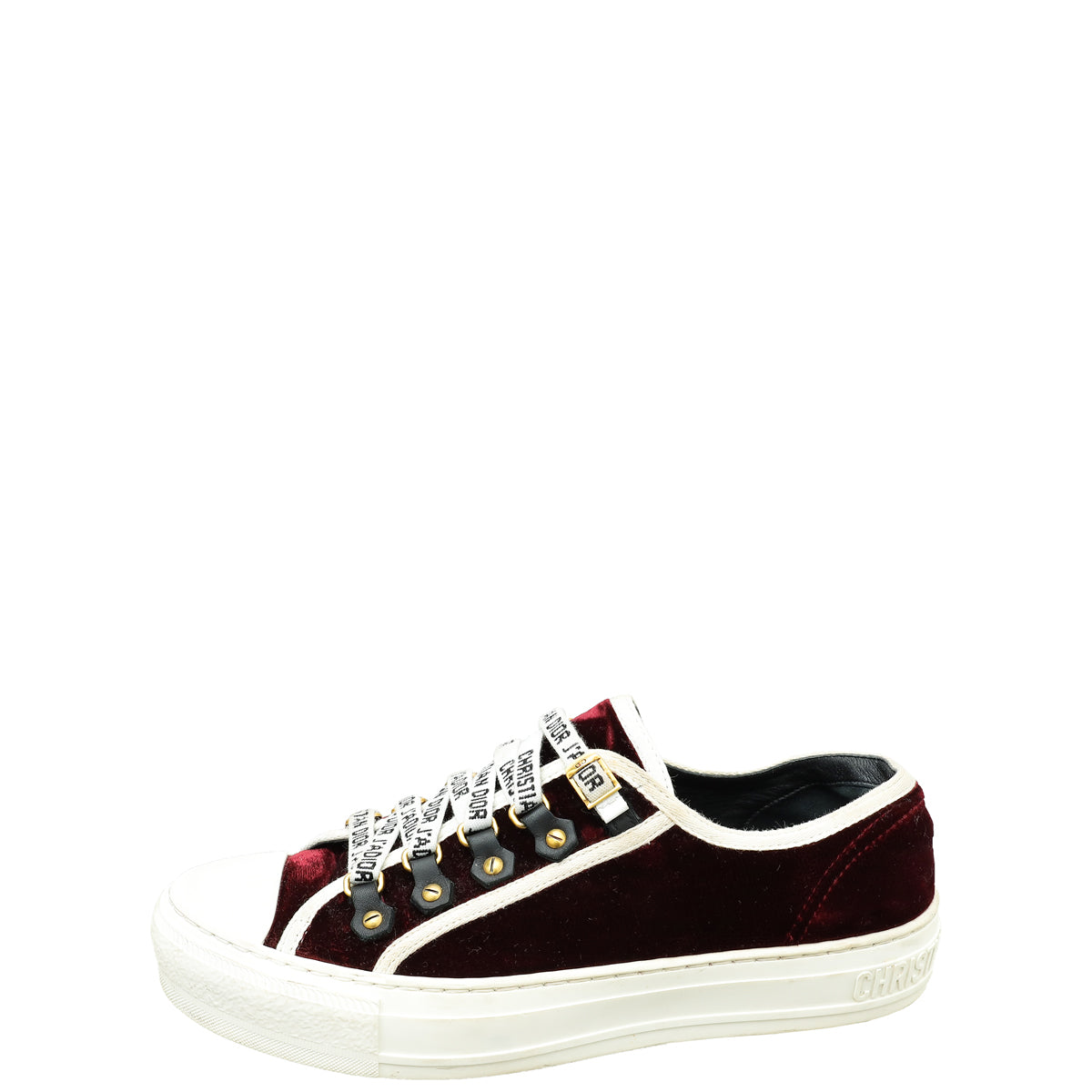 Christian Dior Burgundy Velvet Walk'n'Dior Low Top Sneaker 37