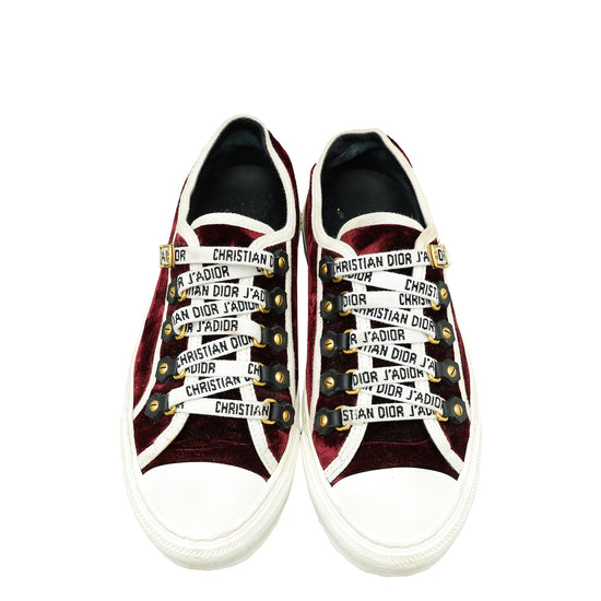 Christian Dior Burgundy Velvet Walk'n'Dior Low Top Sneaker 37