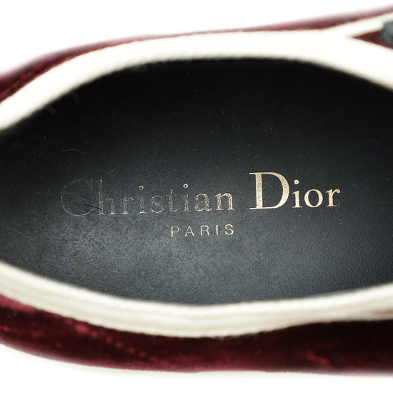 Christian Dior Burgundy Velvet Walk'n'Dior Low Top Sneaker 37