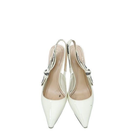 Christian Dior White J'Adior Slingback Pumps 37