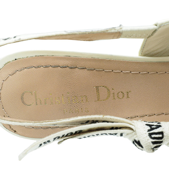 Christian Dior White J'Adior Slingback Pumps 37