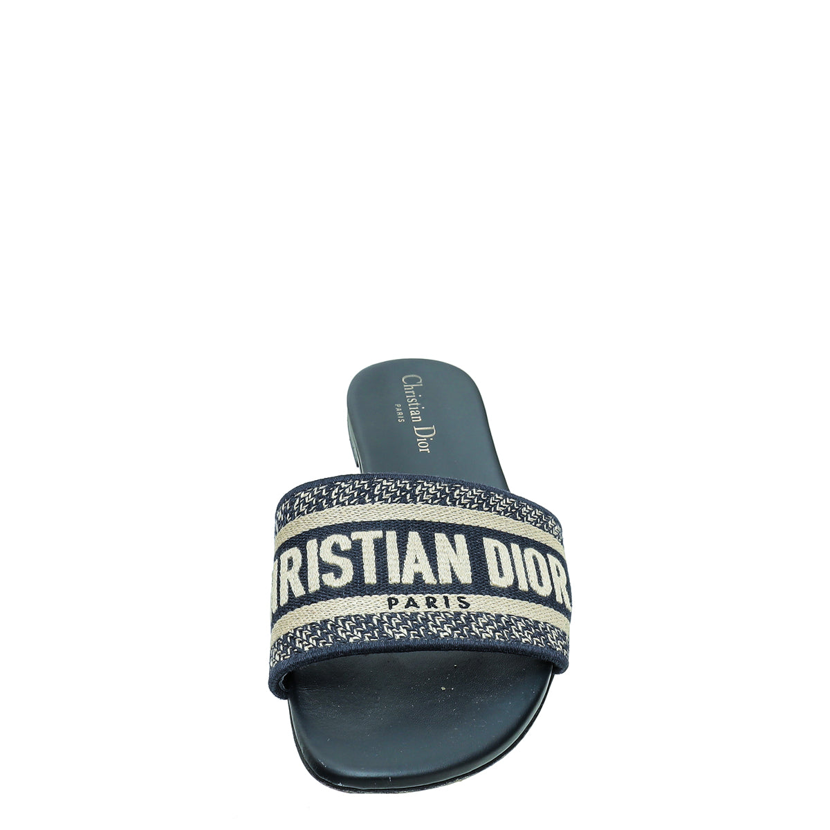 Christian Dior Navy Blue Dway Embroidered Flat Sandal 38.5-Christian Dior-THE CLOSET