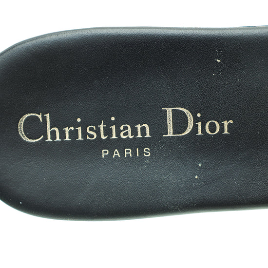 Christian Dior Navy Blue Dway Embroidered Flat Sandal 38.5