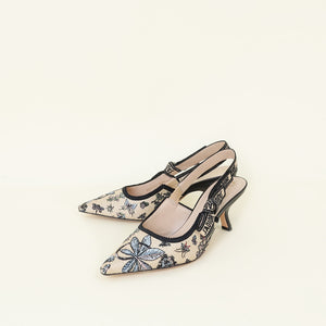 Christian Dior Multicolor Embroidered Raffia J'Adior Pumps 38.5