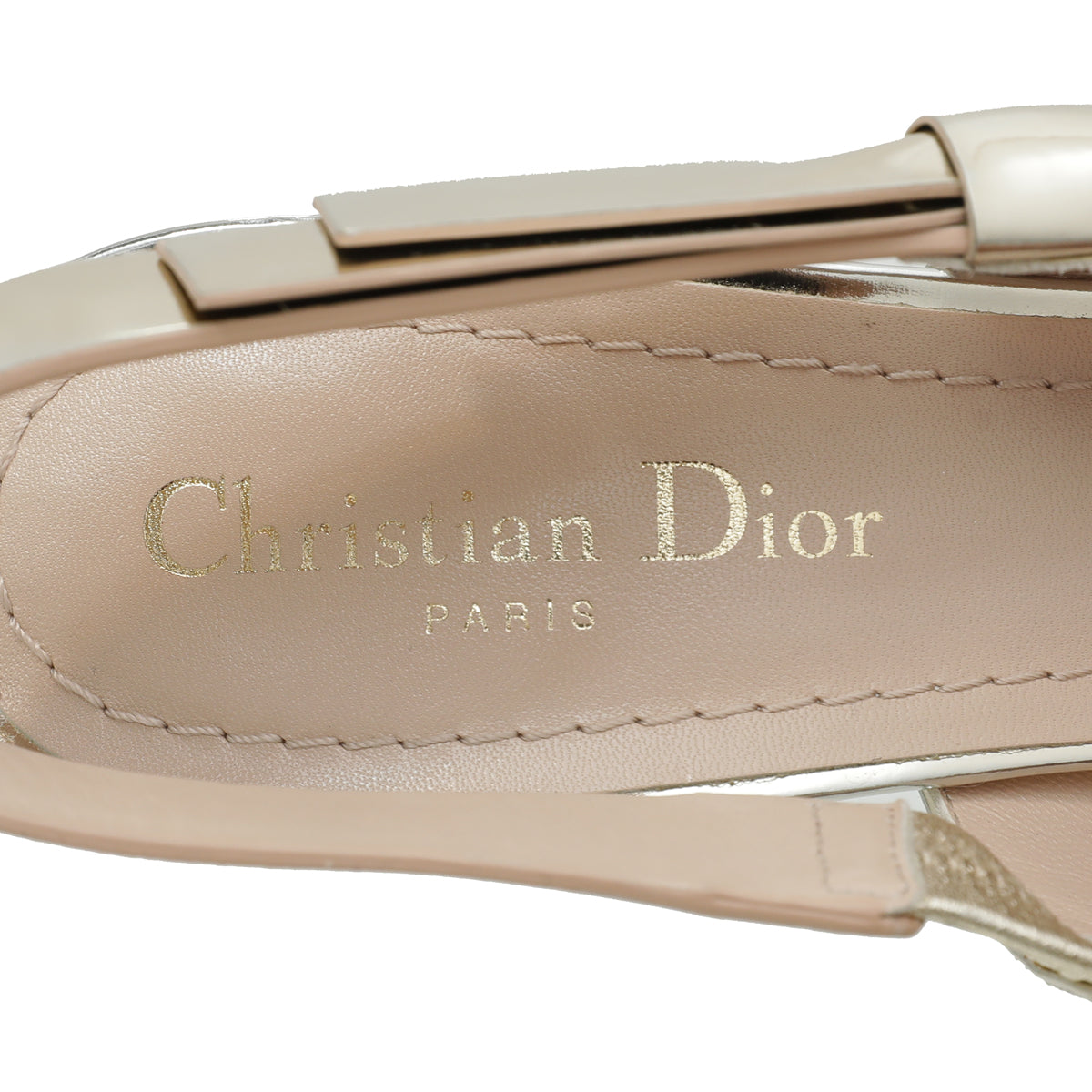 Christian Dior Metallic Light Gold J'Adior Slingback Pumps 38.5