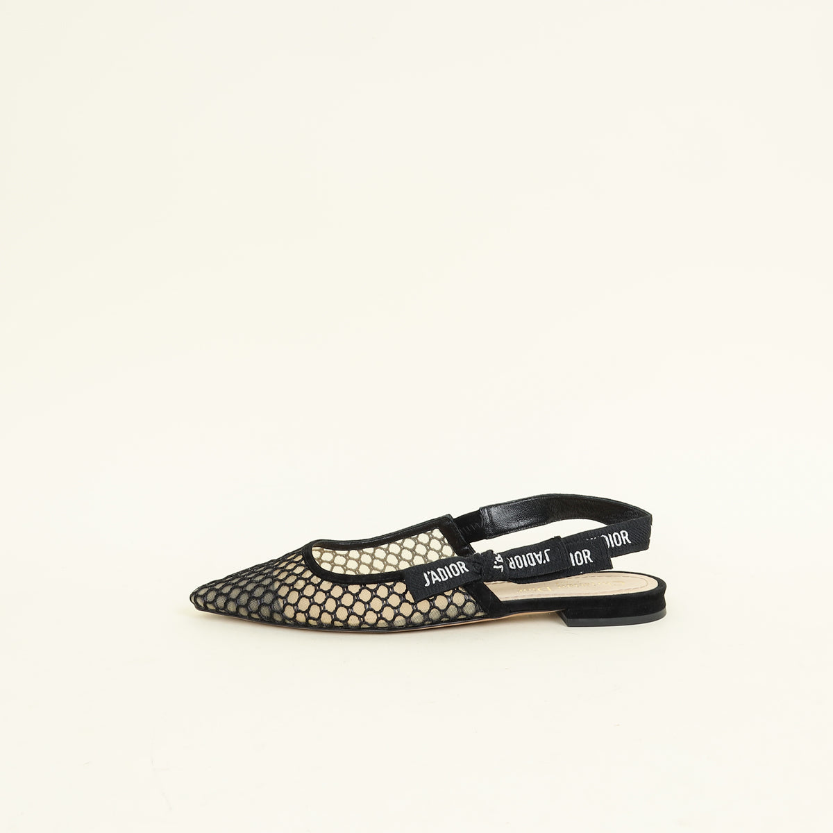 Christian Dior Black J'Adior Mesh Flat Slingback 38.5