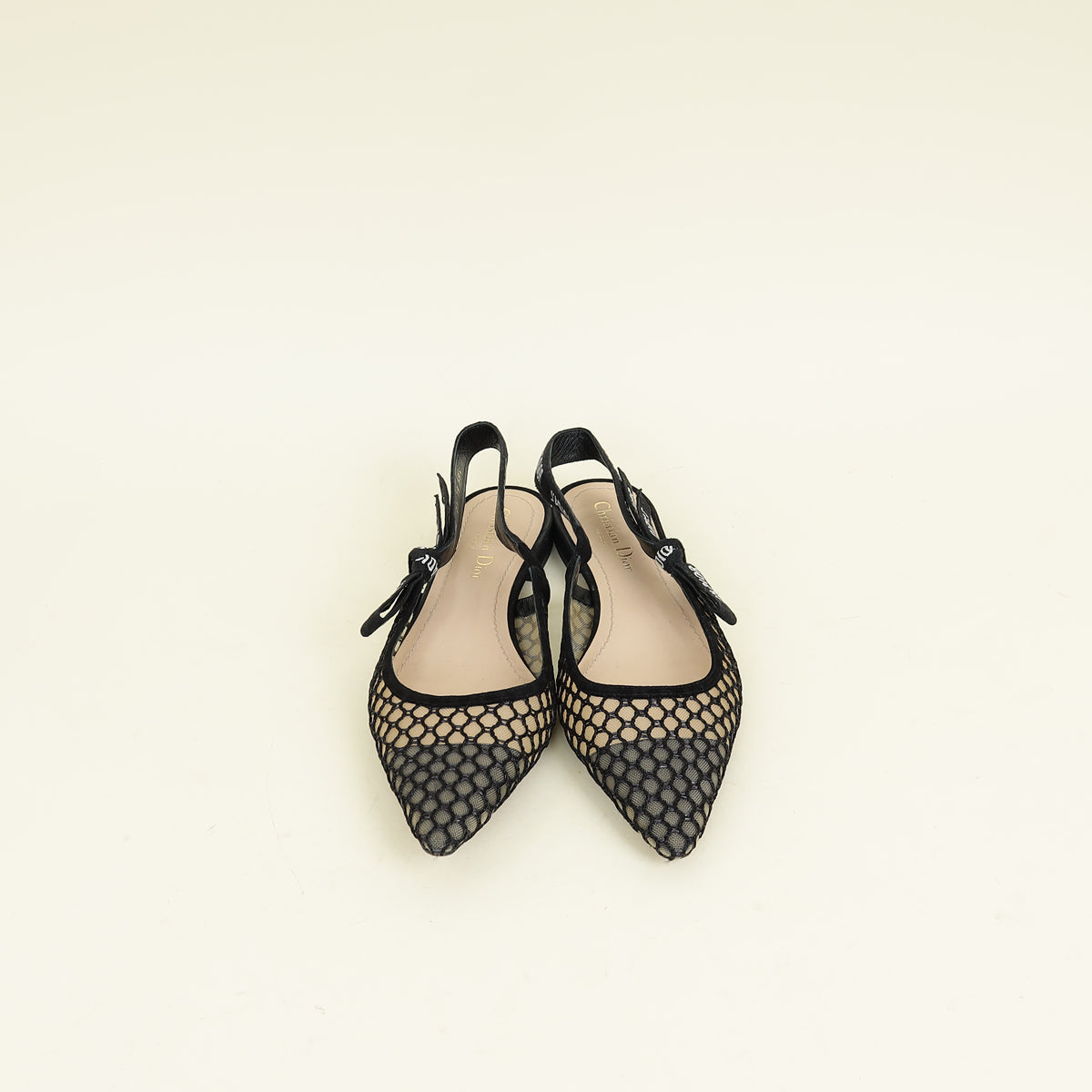 Christian Dior Black J'Adior Mesh Flat Slingback 38.5