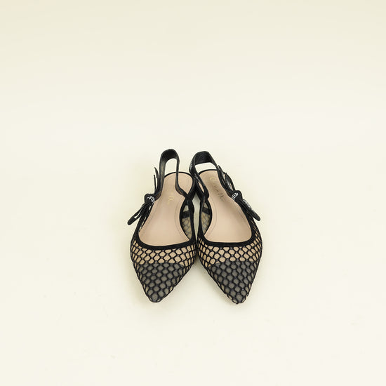 Christian Dior Black J'Adior Mesh Flat Slingback 38.5