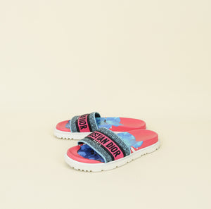 Christian Dior Pink Multicolor Dway Slide Sandals 38