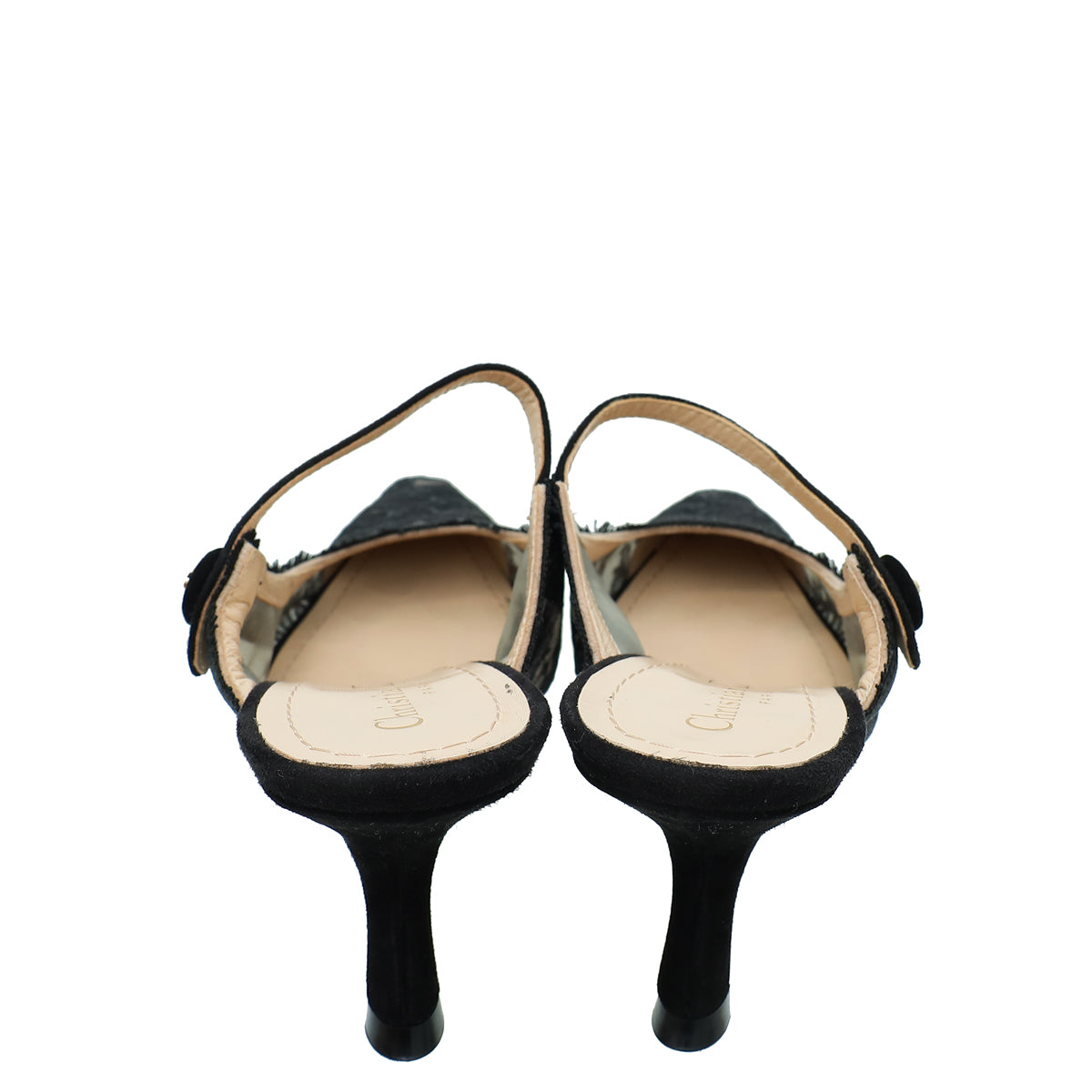 Christian Dior Black Rose Motif Dior Capture Heeled Mule 38 – THE
