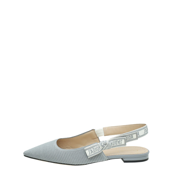 Christian Dior Grey J'Adior Flat Slingback 38