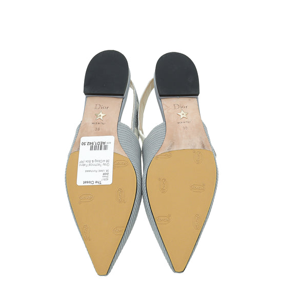 Christian Dior Grey J'Adior Flat Slingback 38