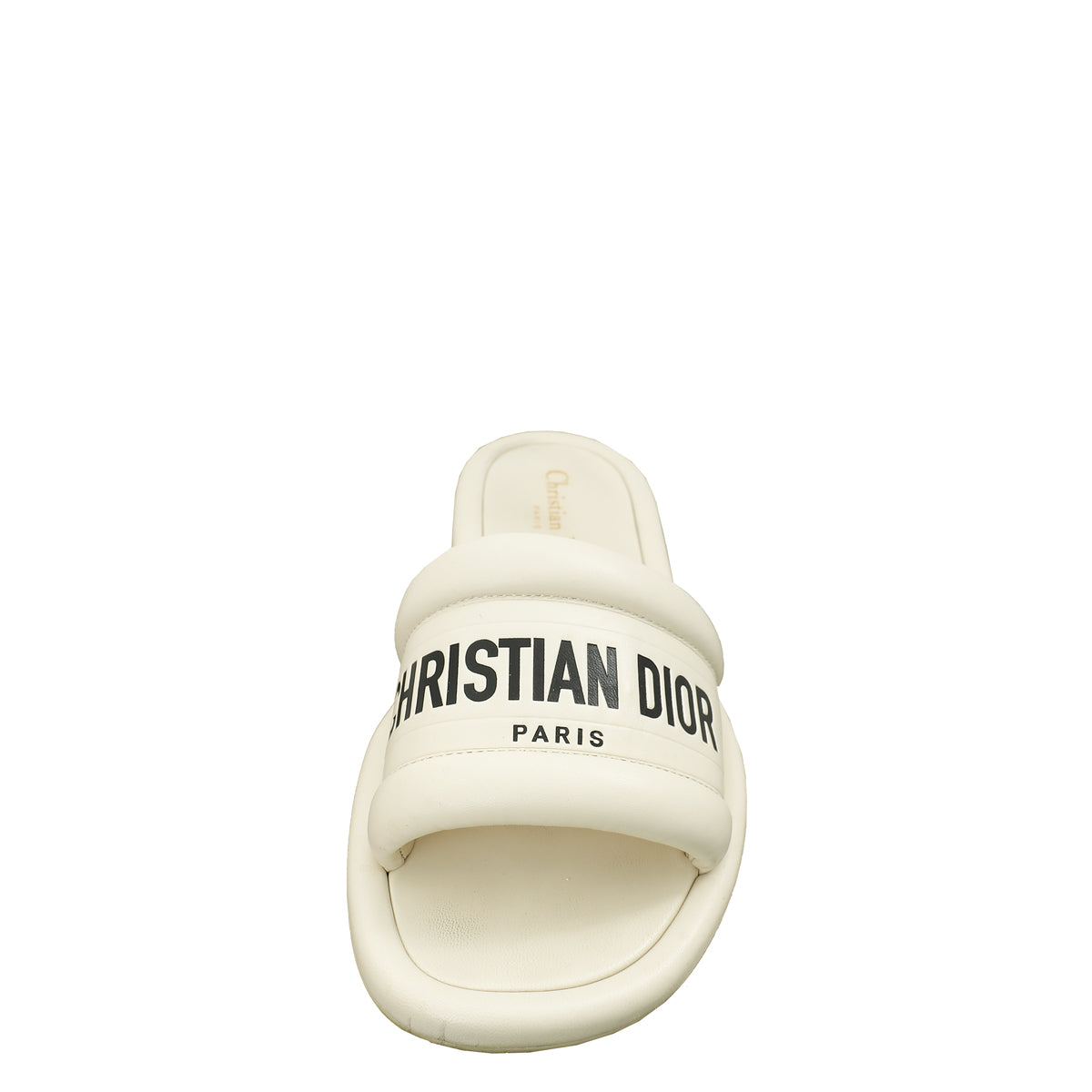 Christian Dior White Every-D Embossed Flat Mules 39.5-Christian Dior-THE CLOSET