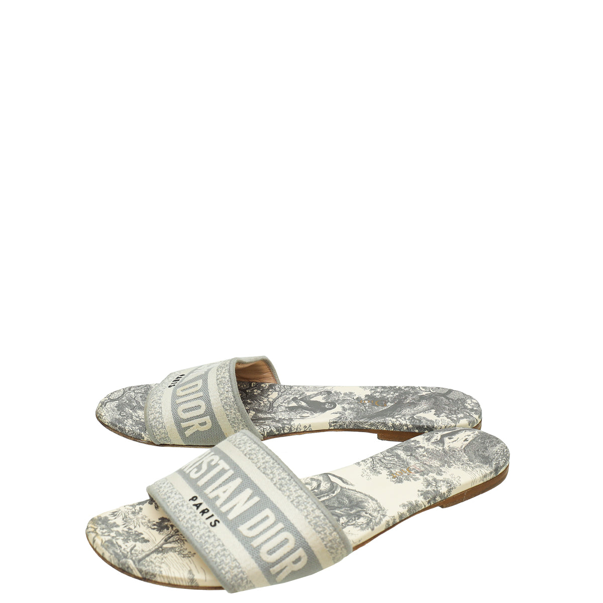 Christian Dior Grey D-Way Toile De Jouy Sandal 39.5-Christian Dior-THE CLOSET