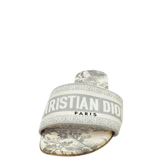 Christian Dior Grey D-Way Toile De Jouy Sandal 39.5