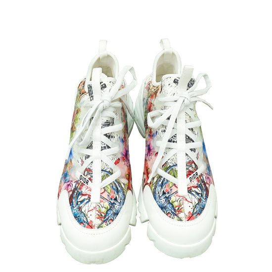 Christian Dior White Multicolor D-Connect Zodiac Printed Sneaker 39.5