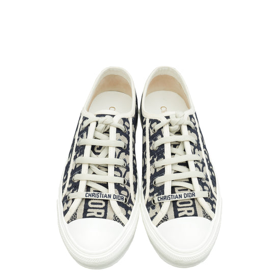 Christian Dior Navy Blue Oblique Walk N' Dior Low Top Sneaker 39.5