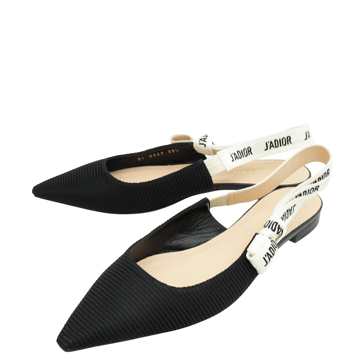 Christian Dior Black J'Adior Technical Slingback Flat 39.5