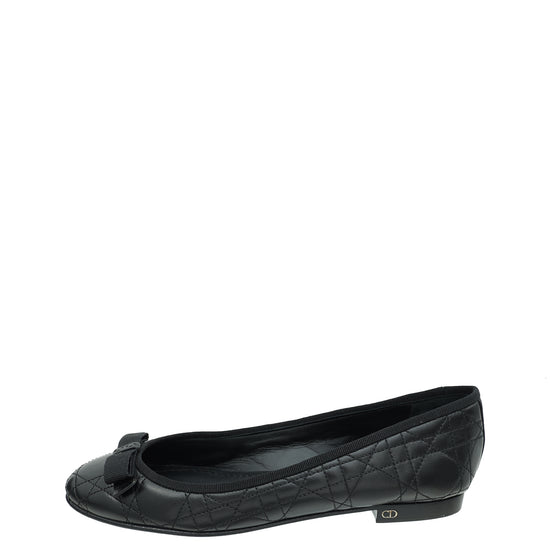 Christian Dior Black Bow Cannage "My Dior" Ballerina Flats 39