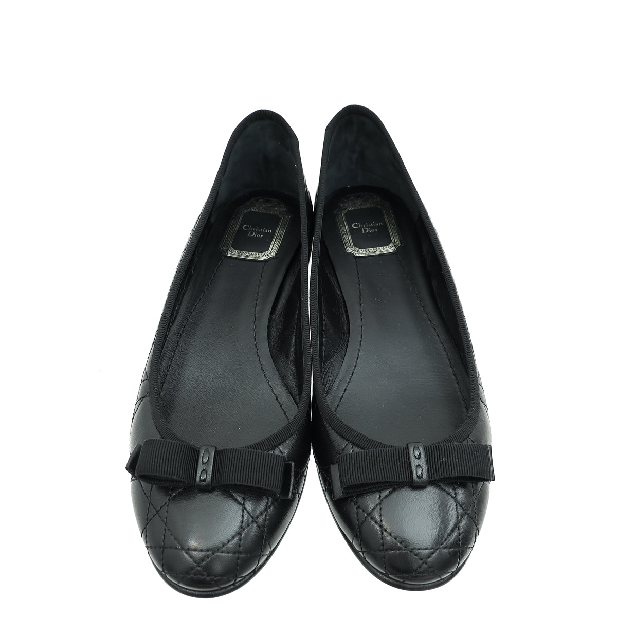 Christian Dior Black Bow Cannage "My Dior" Ballerina Flats 39