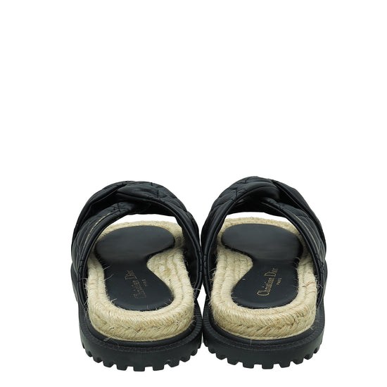 Christian Dior Black Cannage D Twist Slide Sandals 39