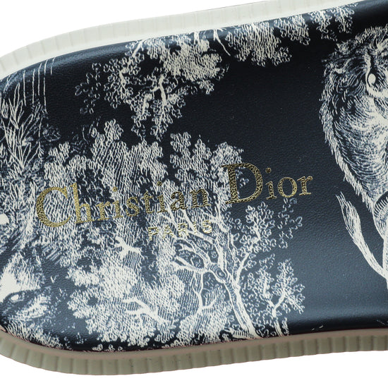 Christian Dior Bicolor Toile de Jouy Embroidered Dway Slide Sandal 39